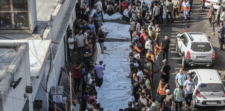 The bodies of the martyrs are piled up outside Gaza's hospitals because the refrigerators are full