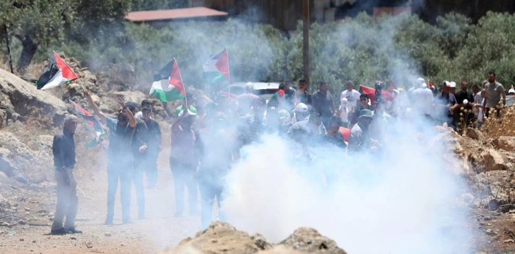 Dozens injured as the occupation suppresses a demonstration east of Nablus