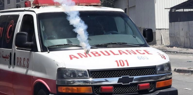 The occupation targets ambulances with tear gas canisters in Beita