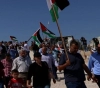 Palestinian rally condemning the Occupation&acute;s decision to demolish and displace  &quot;red Khan &quot;