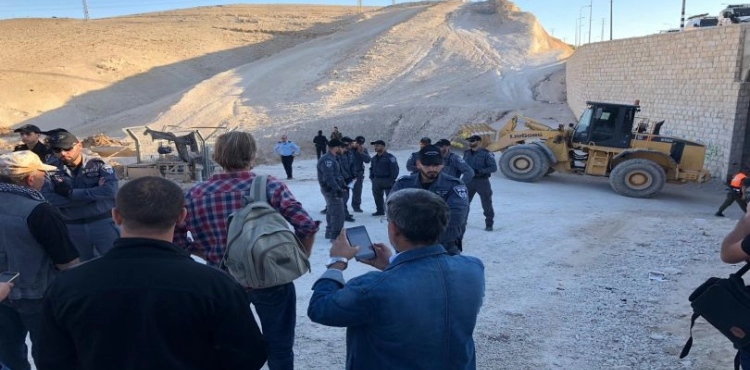 The occupation mechanisms are sweeping the perimeter of the AL Khan Ahmar in preparation for its demolition.