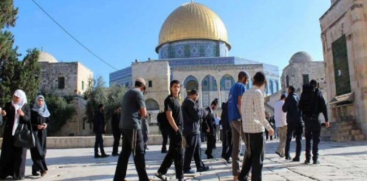 Settlers storm Al-Aqsa amid the escort of the Israeli police