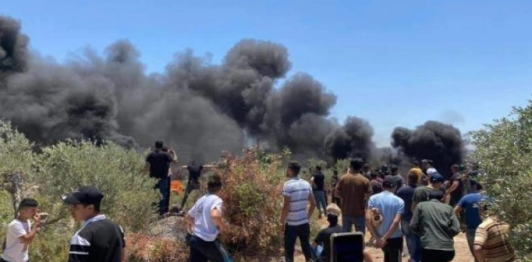 Dozens injured during the occupation&acute;s suppression of a march condemning the settlements south of Nablus