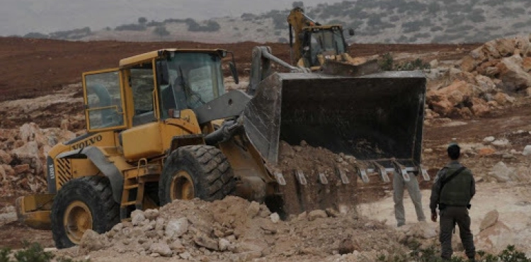 The occupation bulldozes lands and uproots olive trees in Al-Khader
