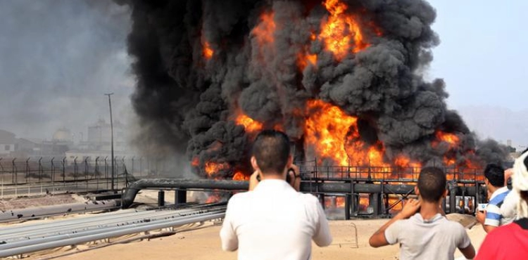 A fire broke out at the Aden oil refinery in southern Yemen