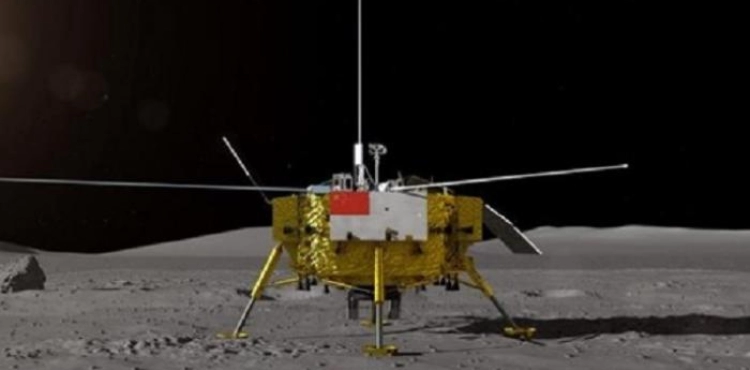 A Chinese lunar exploration vehicle is traveling 212 meters on the far side of the moon