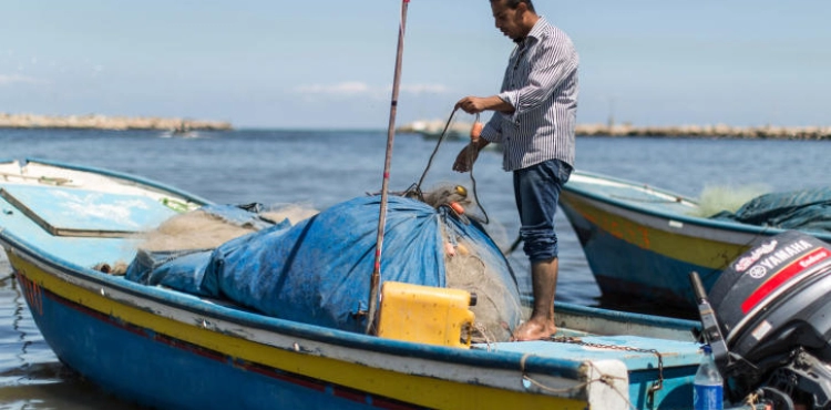A solidarity stand with fishermen in the Gaza port