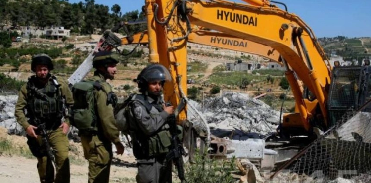 Israeli forces demolish a cafe in Battir, west of Bethlehem
