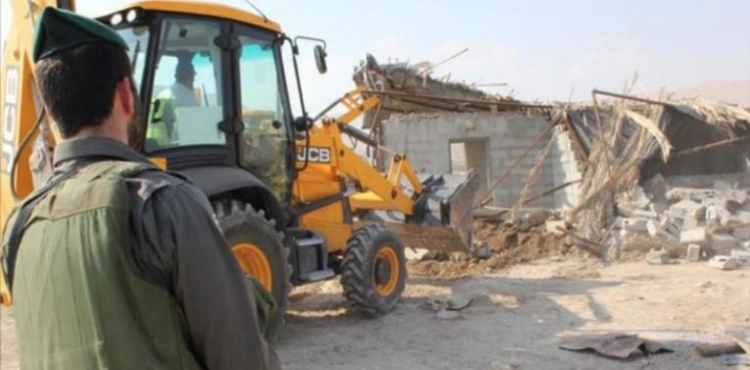 Israeli occupation forces demolish a house and a garage northwest of Bethlehem