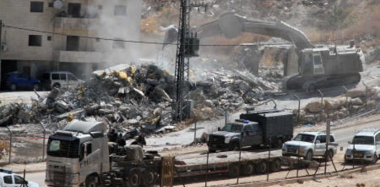 The occupation forces demolished a house in Al-Khader