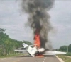 A plane burns down after landing on a Mexico highway carrying drugs