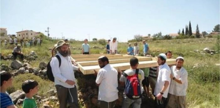 Settlers set up tents on the top of Mount Sobeih, south of Nablus