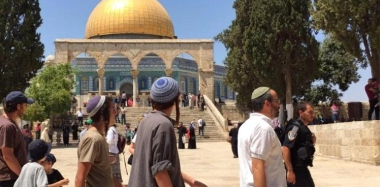 Dozens of settlers storming Al-Aqsa