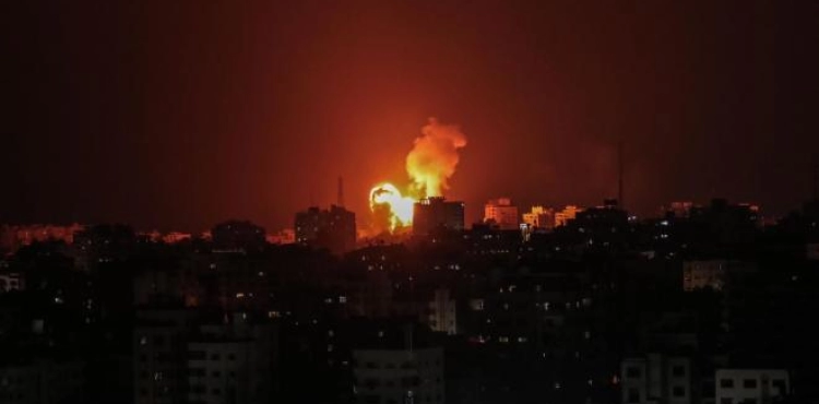 The Israeli occupation bombs sites in the Gaza Strip