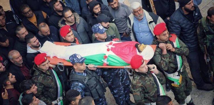 Large crowds mourn the funeral of the martyr Amir Lawlah in Nablus