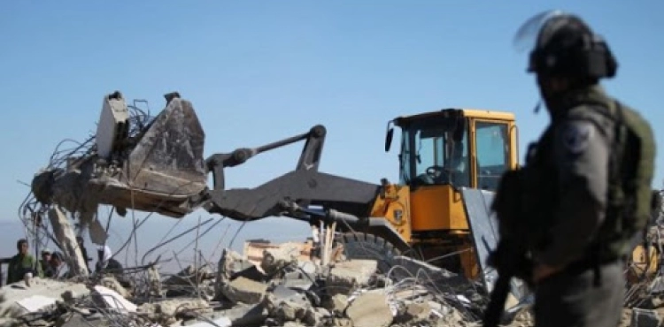 The Israeli occupation forces demolished a facility under construction west of Nablus